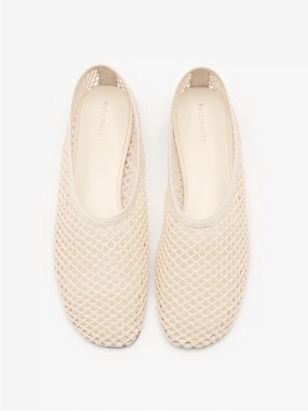 New Reformation Britt Mesh Ballet Flats Ivory Cream Size 9